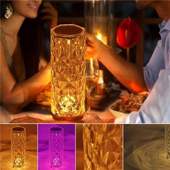 Crystal Table Lamp RGB Color Changing Night Lights(2Pack) Remote & Touch Control - Picture 4 of 6